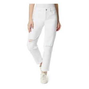 FRAYED DENIM High Rise Wide Leg Baggy White Distressed Jeans size 24W NWT